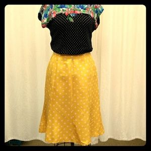 Vintage Yellow polka dot skirt